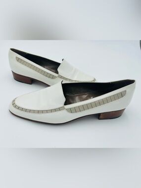 Men’s Carlton Bally White Leather Slip-On Loafers size 10